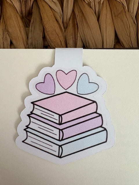 Books with Hearts Magnetic Bookmark