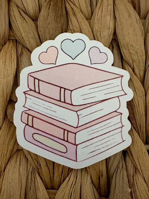 Books with Hearts Sticker