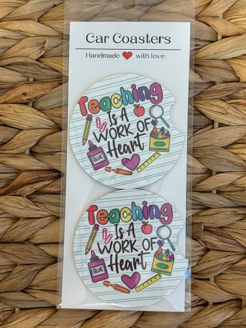 Teaching is a Work of Heart Car Coasters