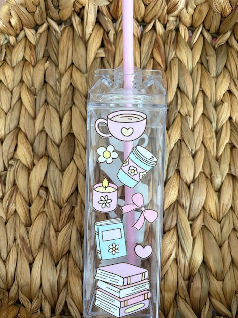 Book Girly 17oz. Acrylic Milk Carton