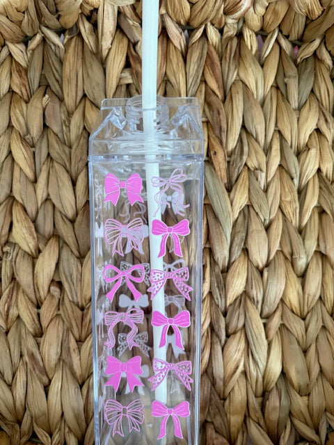 Coquette Bows 17oz. Acrylic Milk Carton