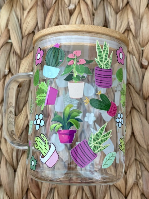 Plant Girly 15oz Clear Glass Mug