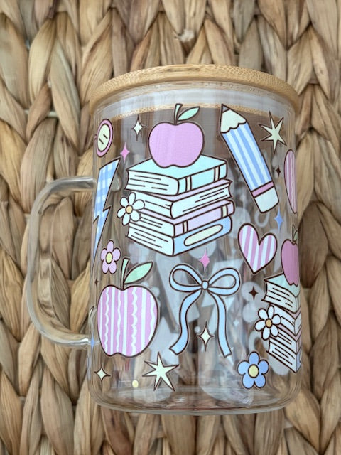 Teacher Love 15oz Clear Glass Mug