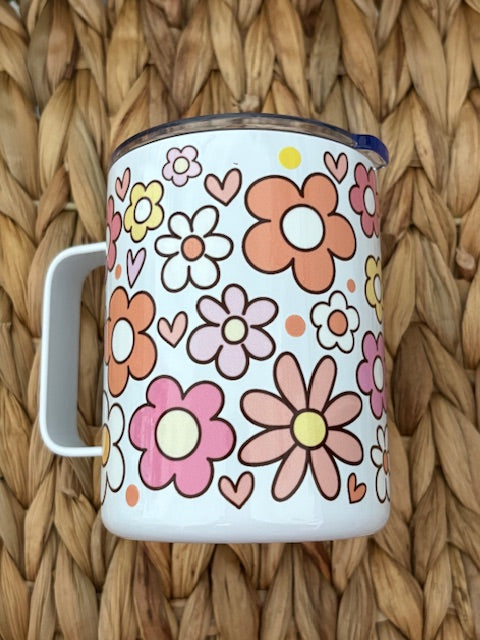 Doodle Flower 15oz Stainless Steel Mug