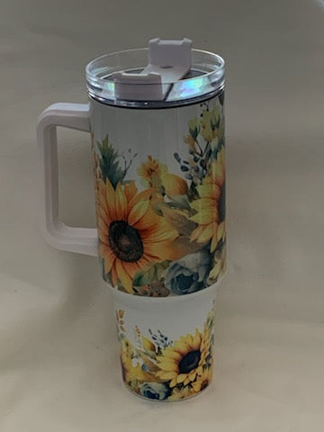 Sunflower Blossom Travel Tumbler with Handle