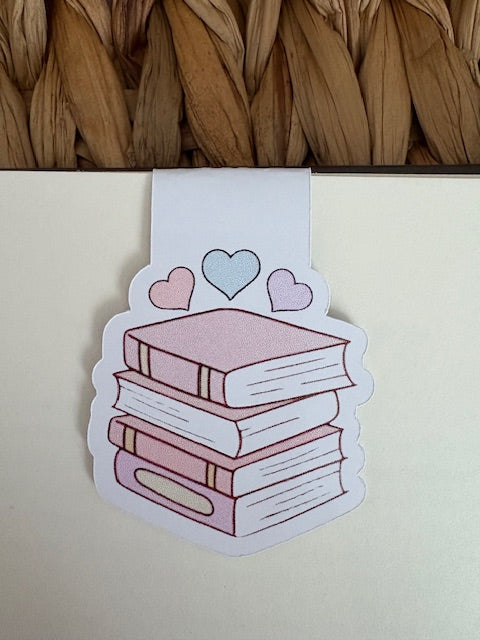 Hearts and Books Magnetic Bookmark