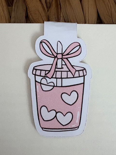 Iced Coffee with Hearts Magnetic Bookmark