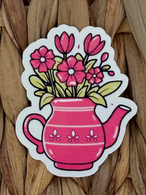Pink Flowers in Pitcher Sticker
