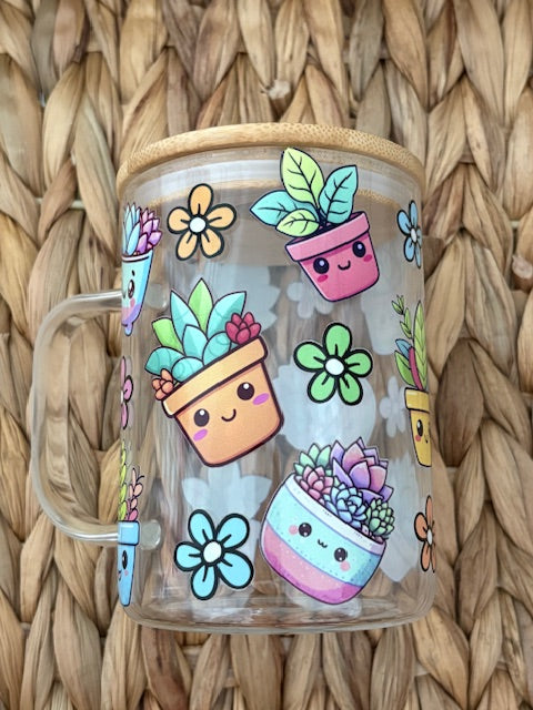 Succulent 15oz Clear Glass Mug