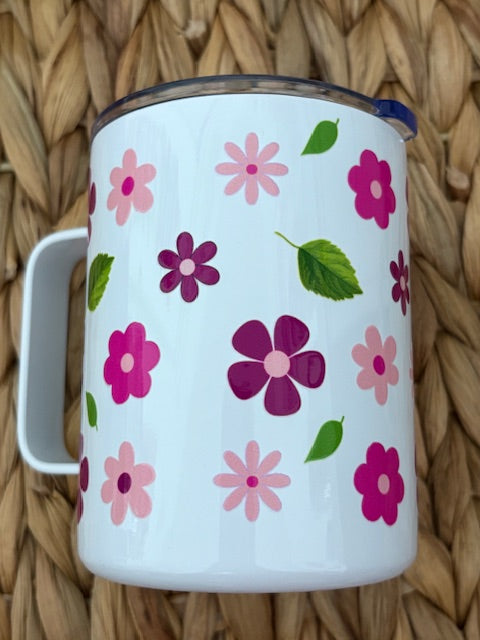 Flowers &amp; Leaves 15oz Stainless Steel Mug
